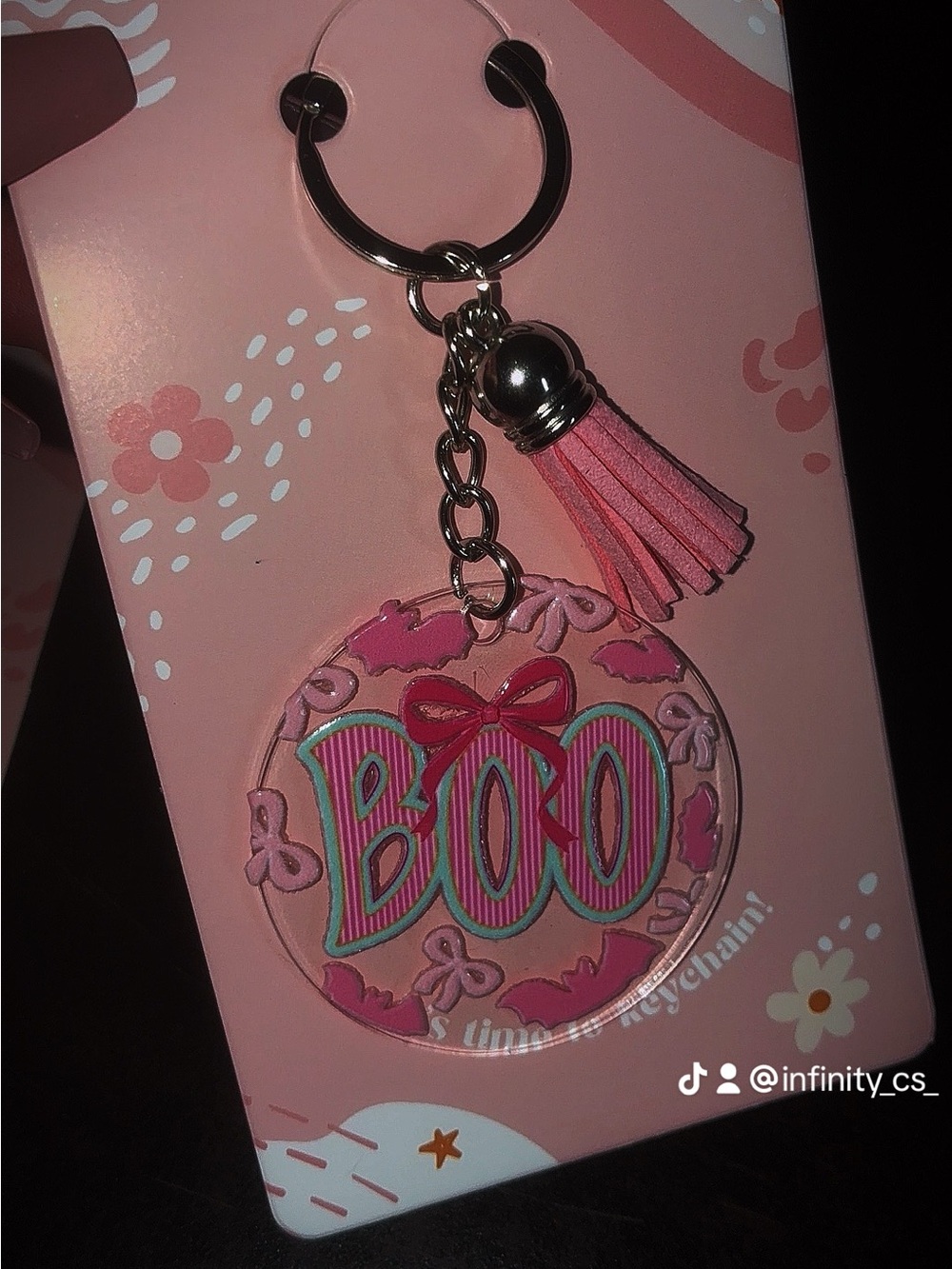 Pink "BOO" Tassel Keychain - Cute Women9s Accessory